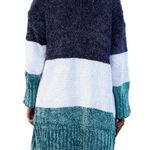 BLUE MULTI WHITE COLOR BLOCK VELVET CHENILLE CARDIGAN SIZE XL (16 Photo 2