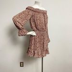 Le lis Romper Floral Off The Shoulder Sz M Brown White Ruffle Smocked Waist Photo 2
