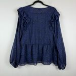 Torrid Babydoll Blouse Womens Size 3X Blue Leopard V Neck Surplice Ruffle Crop Photo 7