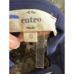 Entro  Floral Print Tie Neck Halter Top Blouse Pleated Navy Blue S Office Siren Photo 4