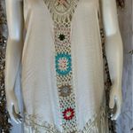 Negs Women’s Boho Crochet Fringe Tunic Cover Up Festival Medium Large granny Blue Photo 4