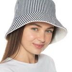 Jenni NWT  Reversible Terry Cloth Hat Navy White Stripe One Size New w/Tag $39.99 Photo 0