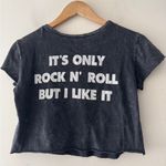 The Rolling Stones V Neck Cut Out Graphic Tee Crop Top Photo 2