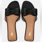 ZARA NWT  embellished bow sandals Black Rhinestone Photo 1