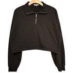 Z Supply  Women’s Size L Black Cropped Quarter Zip Feeling The Moment Sweatshirt Photo 1