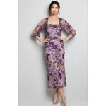 MARCHESA NOTTE Orchid & Rose Embroidered Tulle Cocktail Dress, Purple, 0 (US) Purple Photo 2