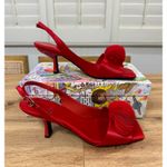 Jeffrey Campbell  Duffy Slingback Red Satin Heel Size 10 NIB Plume Design Elegant Photo 2
