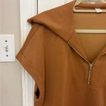 Anrabess Short Sleevr Quarter Zip Sweatshirt Top Brown Size XL Photo 4