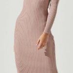 ASTR TOPANGA HALTER BRALETTE LONG SLEEVE MIDI DRESS Photo 1