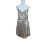 ZARA Silver Sequin Mini Cocktail Dress Faux Wrap Party Festive Slinky Sexy Y2K Sz XS Photo 1