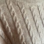 Cupcakes and Cashmere  Tan-Beige Mock Neck Cable Knit Sweater Vest Photo 2