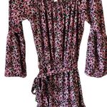 Michael Kors  Floral off shoulder cinch tie waist ruffle flare bell sleeve dress Photo 9