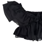 ZARA  Ruffled Off Shoulder Black Crop Top Size Medium Festival Casual Summer Photo 2