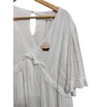 Pinkblush White Ruffle V Neck Mini Dress 1X Flounce Sleeve Textured Photo 1