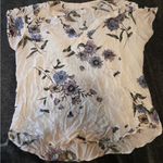 Old Navy Cream and Purple Floral Blouse Photo 0