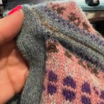 Eddie Bauer Vintage wool fair isle cardigan sweater pink pastel gray Photo 4