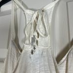 American Eagle Outfitters Women's Ivory Embroidered V-Neck Lace Up Back Tank M Photo 3