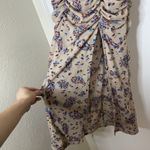 Free People Briella Midi tan floral dotted cinch side slit Dress XS -read Photo 5