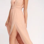Lulus Womens New  Heavenly Hues Deep V Neck High Slit Maxi Dress Blush Pi… Photo 0