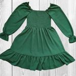 Womens Puff Sleeve Smocked Ruffled Midi Dress Green Women Size Medium Flounce Photo 1