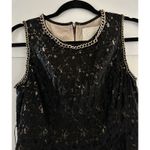 Anthropology Champagne & Strawberry Black Lace Shift Dress Gold Chain Accent M Size M Photo 1