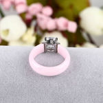 Boutique NEW 1 Carat Simulated Diamond Pink Ceramic Engagement Band Ring, Size 10 Photo 2