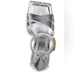 Good American Snake Embossed Platform High Block Heel Sandals in Silver 6.5 NEW Photo 4