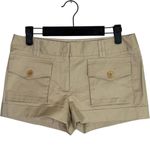 BCBGMAXAZRIA  Low Rise Cargo Cuffed Shorts Faux Pockets Flat Front 2 Tan Khaki Photo 9
