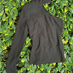 Lulus  Black Ribbed One Shoulder Long Sleeve Shirt Size Medium Photo 0