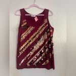 Calvin Klein  Burgundy Sequin Tank Top Photo 3