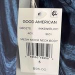 Good American Bodysuit Blue Black Ink Swirl Mesh Mock Neck Bodysuit Sz 2X(5) NWT Photo 14