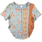 Anthropologie Postage Stamp XS‎ Short Sleeve Cotton Shirt Boho Floral Photo 2