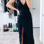 Lovers + Friends Revolve Black Ruched Front Slit Gown Photo 1