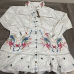 Anthropologie Pilcro Long Sleeve V-Neck Embroidered Swing Shirt Dress Photo 2