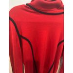 Premise Studio  Red Turtleneck Sweater Black Trim Long‎ Sleeve Knit Top Photo 1