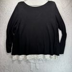 White House | Black Market WHBM Black Sweater with Cream Floral Lace Back & Hem Photo 4