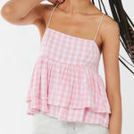 Urban Outfitters  babydoll top ruffles Pink Olivia Tiered barbie gingham tank Photo 0