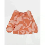 A New Day  Womens Blouse Orange Floral Long Sleeve Batwing Dolman Stretch Boho XS Photo 4