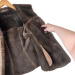 Eddie Bauer Vintage Tan Leather Brown Faux Fur Lined Coat Jacket Women’s Size 12 Photo 11