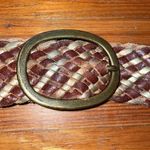 American Eagle  Brown Metallic Gold Braided Leather Belt Womens Size S / M Photo 3
