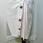 Anthropologie NWT  Belted Button-Front Slit Skirt  Linen Blend Midi Pink Rose~0💛 Photo 4