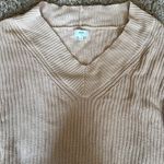 Aerie  Oversized Tan Cotton V Neck Sweater Size Large Photo 2