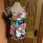 MB Bright Tropical Flowers Blouse Size M Photo 5