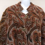 Ivy Tapestry Jacket in Earth Tones w/Red Silk Trim & Decorative Metal Button Photo 2