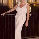 Elle Pink Sleeveless V Neck A Line One Piece Pantsuit Cocktail Party Med… Photo 1