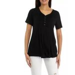 kim rogers Women's Black Honeycomb V-Neck Short Sleeve Flowy Top Size XXL NWT Photo 1