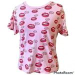 On Fire  Pink Hola Mouth Lips Shirt All Over Print 100% Cotton Juniors Large Photo 0