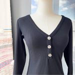 Reformation  Jeans Black Ribbed Knit Long Sleeves Mini Dress Women’s Size Small Photo 1