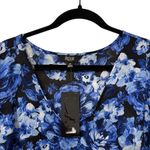 Slim Factor by Investments NWT Plus Size Royal Blue Floral Tunic Blouse Size 2X Photo 2