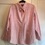 Lands'End Pink & White Plaid Button Up Long Sleeved Top Shirt Size Large Photo 0